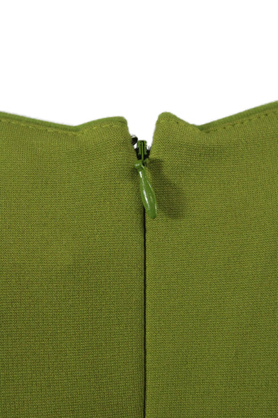 Armani Collezioni Women Sheath Dress Green 3/4 Sleeve Round Neck Zip Size 2