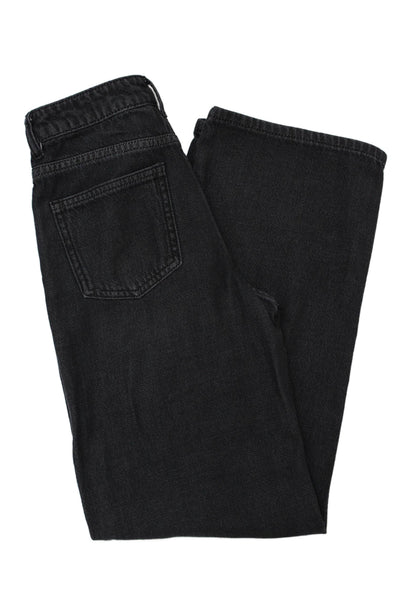 Katie J Childrens Girls Wide Leg High Rise Jeans Black Cotton Size 14
