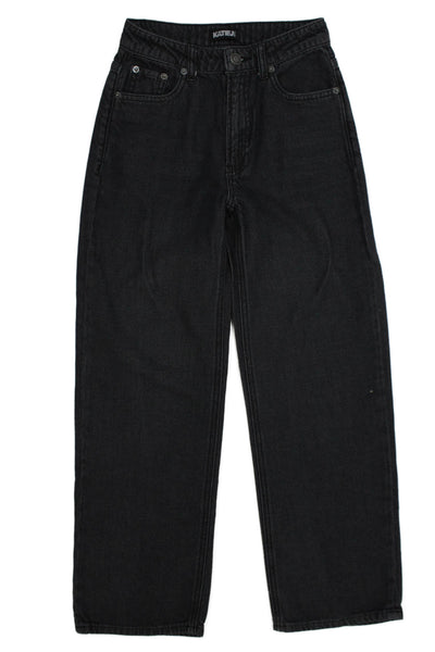 Katie J Childrens Girls Wide Leg High Rise Jeans Black Cotton Size 14