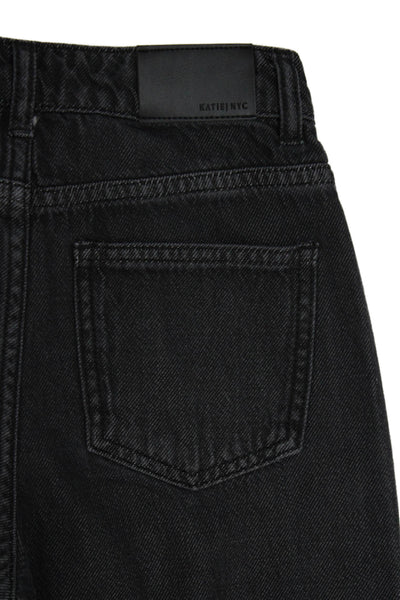 Katie J Childrens Girls Wide Leg High Rise Jeans Black Cotton Size 14