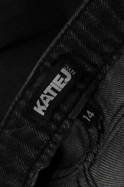 Katie J Childrens Girls Wide Leg High Rise Jeans Black Cotton Size 14