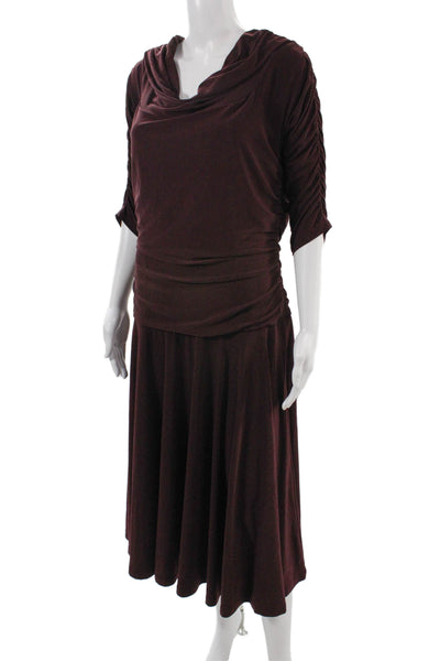 Jones New York Women Brown Knee Length 3/4 Sleeve Classic Dress Size 16