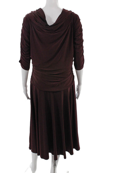 Jones New York Women Brown Knee Length 3/4 Sleeve Classic Dress Size 16