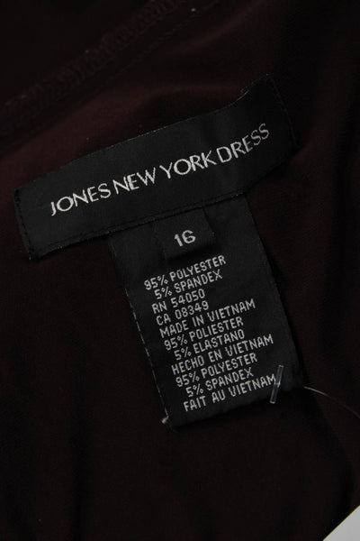 Jones New York Women Brown Knee Length 3/4 Sleeve Classic Dress Size 16