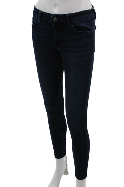 DL1961 Women Ankle Skinny Jeans Dark Blue Low Rise Button Size 26