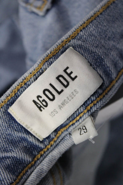 Agolde Women Ankle Cropped Skinny Jeans Light Blue Mid Rise Button Size 29