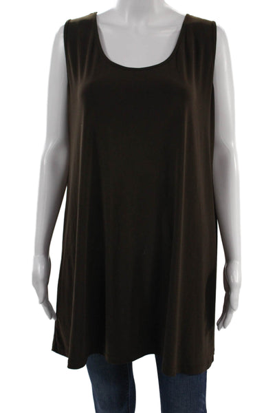 Ciara Sun Woo Women Brown Sleeveless Tunic Tank Round Neck Size 1X