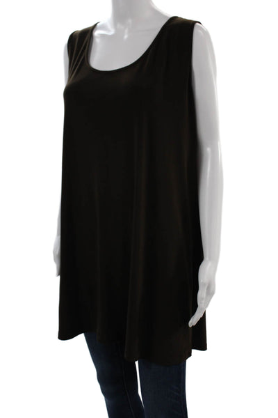 Ciara Sun Woo Women Brown Sleeveless Tunic Tank Round Neck Size 1X