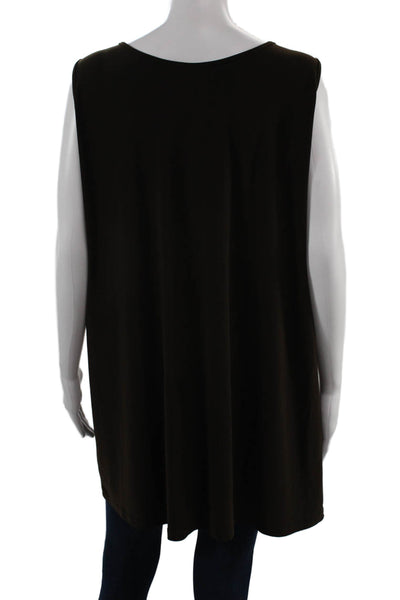 Ciara Sun Woo Women Brown Sleeveless Tunic Tank Round Neck Size 1X