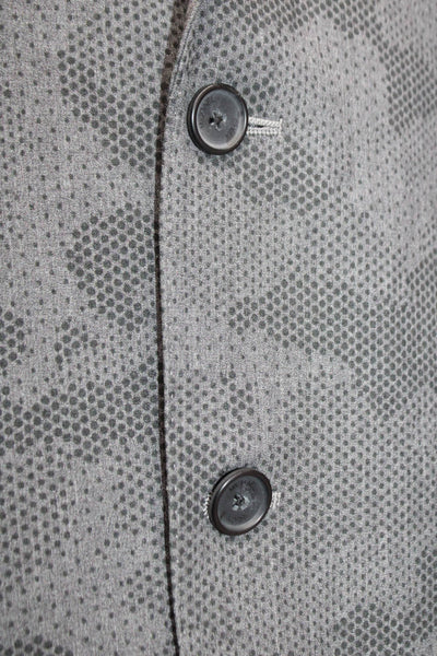 Michael Kors Mens Dark Gray Camouflage Blazer Collared Button Size 40