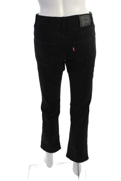 Levi's Girls Cotton High Rise Straight Leg Jeans Solid Black Size 14