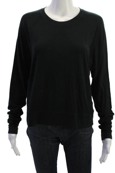 James Perse Women Pullover Sweatshirt Black Crewneck Wool Long Sleeve Size 1