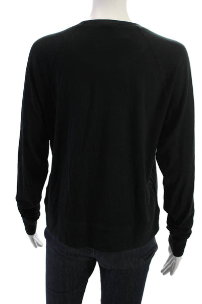 James Perse Women Pullover Sweatshirt Black Crewneck Wool Long Sleeve Size 1