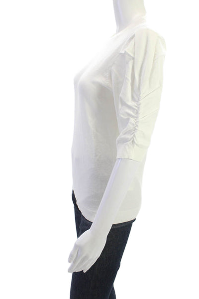 Rebecca Minkoff Unisex White Crew Neck Pullover Sweater 3/4 Sleeve Size S