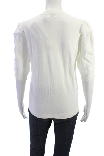 Rebecca Minkoff Unisex White Crew Neck Pullover Sweater 3/4 Sleeve Size S
