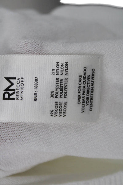 Rebecca Minkoff Unisex White Crew Neck Pullover Sweater 3/4 Sleeve Size S
