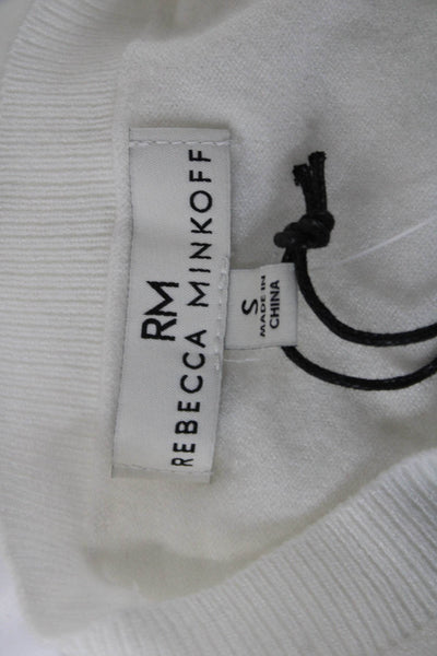 Rebecca Minkoff Unisex White Crew Neck Pullover Sweater 3/4 Sleeve Size S