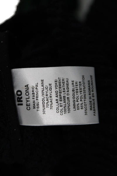 IRO Women Quilted Biker Jacket Black Zip Long Sleeve Size 40