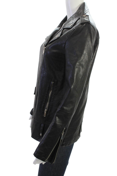 Zara Basic Women Biker Motorcycle Jacket Black Polyurethane Size S