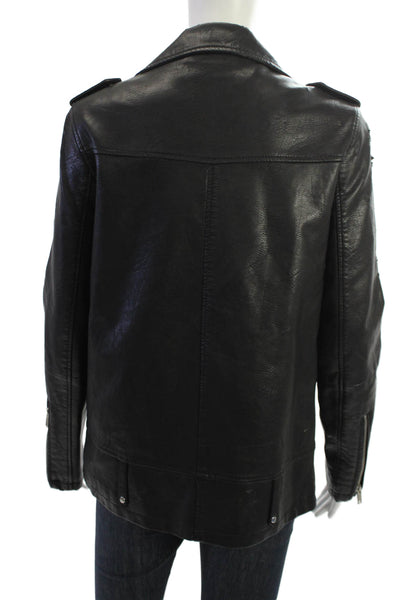 Zara Basic Women Biker Motorcycle Jacket Black Polyurethane Size S