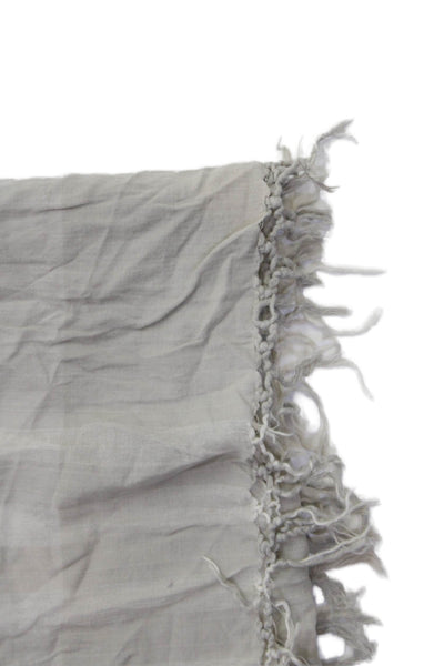 Aish Womens Plaid Fringe Trim Rectangular Scarf Gray Size 70X32"