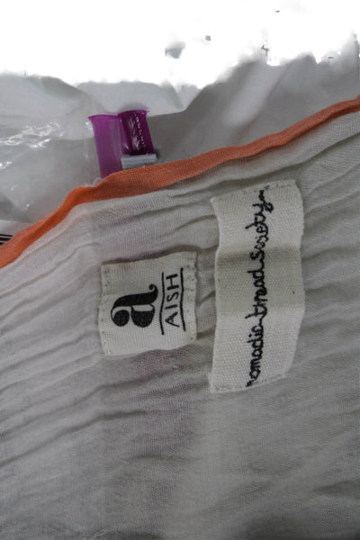 Aish Womens Plaid Fringe Trim Rectangular Scarf Gray Size 70X32"