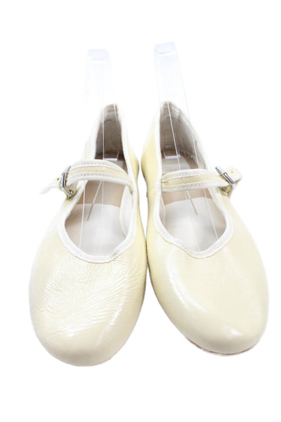 Dolce Vita Womens Vegan Leather Mary Janes Flats Cream Size 8.5