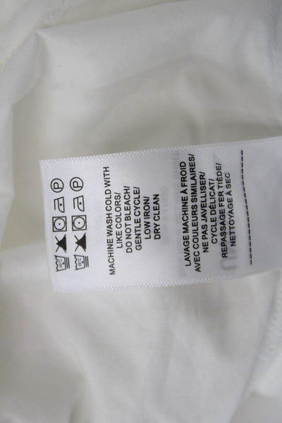 Untuckit Women White Collared Basic Button-Up Long Sleeve Cotton Shirt Size M