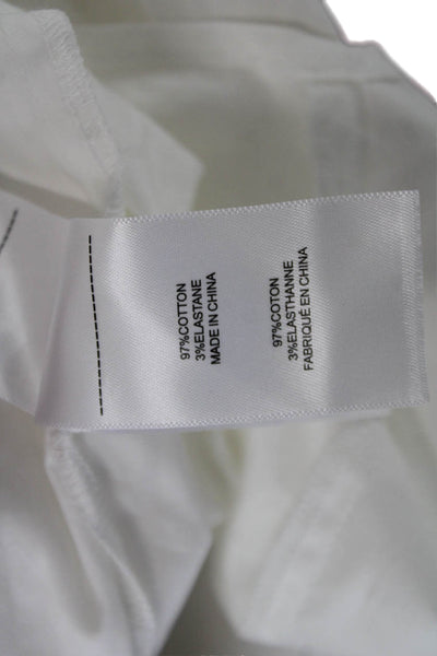 Untuckit Women White Collared Basic Button-Up Long Sleeve Cotton Shirt Size M