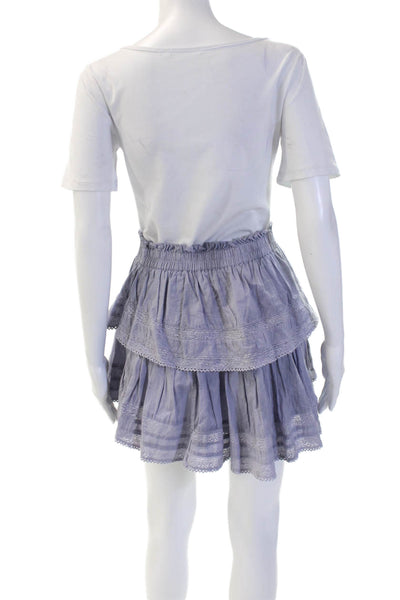 Love Shack Fancy Womens Peasant Mini Skirt Purple Cotton Size L