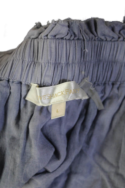 Love Shack Fancy Womens Peasant Mini Skirt Purple Cotton Size L