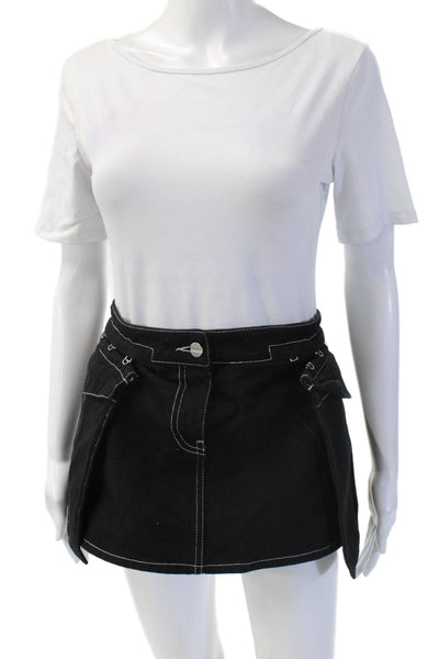 Dion Lee Women Mini Cargo Skort Black Cotton Size 10