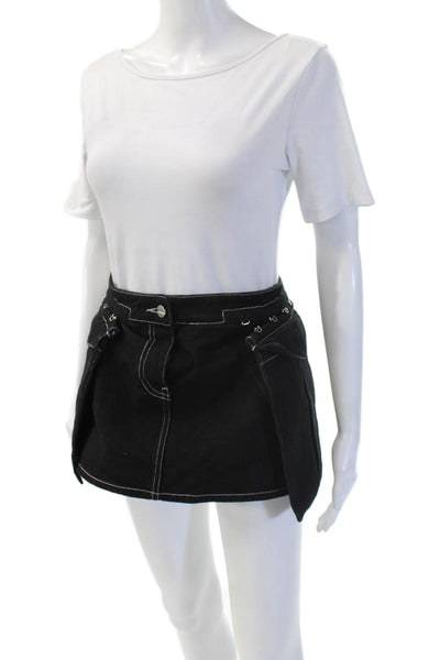 Dion Lee Women Mini Cargo Skort Black Cotton Size 10