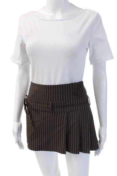 I Am Gia Womens Pleated Mini Skort Brown 75% Polyester Size XL