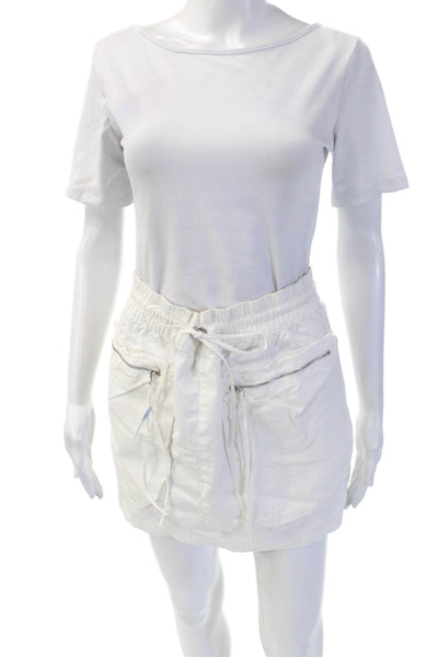 Zara Womens Cargo Mini Skirt White Polyester Size XL