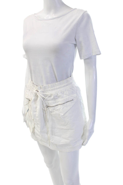 Zara Womens Cargo Mini Skirt White Polyester Size XL