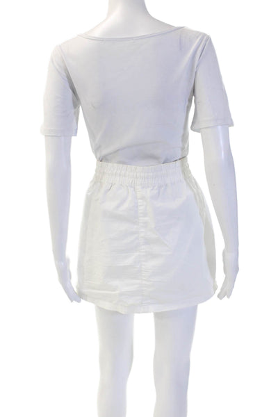 Zara Womens Cargo Mini Skirt White Polyester Size XL