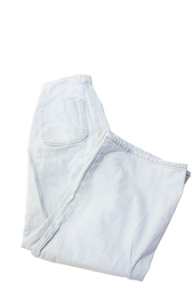 Zara Womens High Rise Light Blue Cotton Stretch Pants Size 0