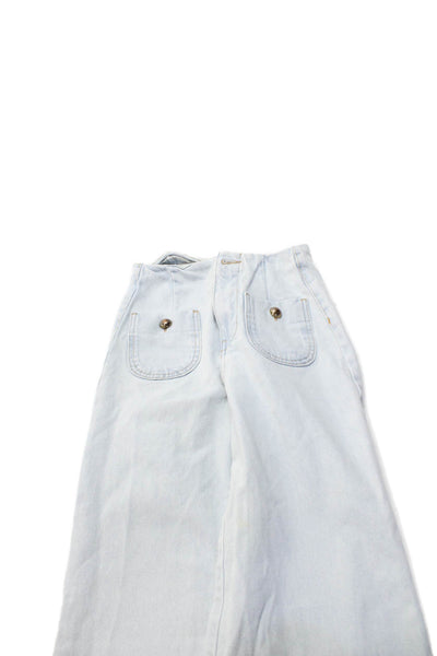 Zara Womens High Rise Light Blue Cotton Stretch Pants Size 0