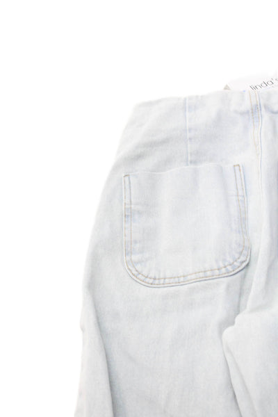 Zara Womens High Rise Light Blue Cotton Stretch Pants Size 0
