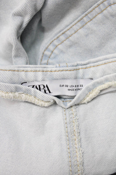 Zara Womens High Rise Light Blue Cotton Stretch Pants Size 0