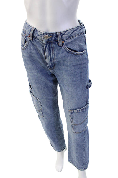 Garage Unisex 90s Straight Jeans Blue High Rise Button Inseam 29 Size 23