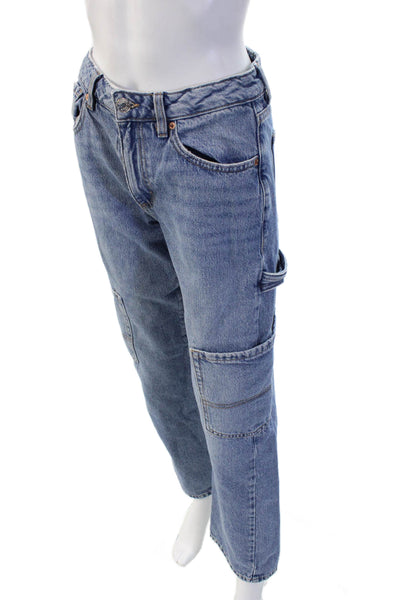Garage Unisex 90s Straight Jeans Blue High Rise Button Inseam 29 Size 23