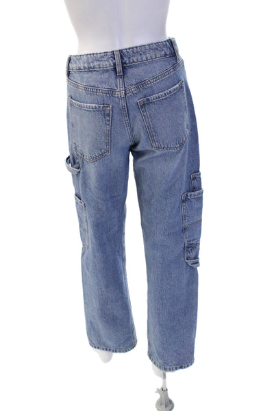 Garage Unisex 90s Straight Jeans Blue High Rise Button Inseam 29 Size 23