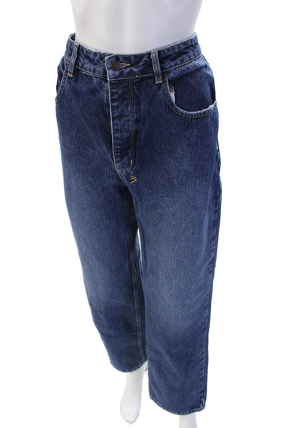 Ksubi Mens Straight Dark Blue High Rise Graphic Print Jeans Size 32