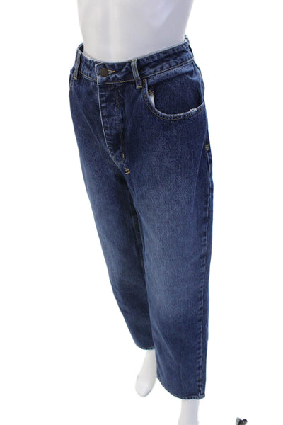 Ksubi Mens Straight Dark Blue High Rise Graphic Print Jeans Size 32
