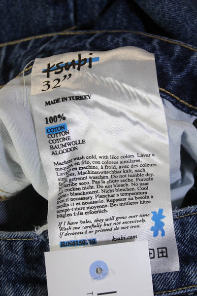 Ksubi Mens Straight Dark Blue High Rise Graphic Print Jeans Size 32