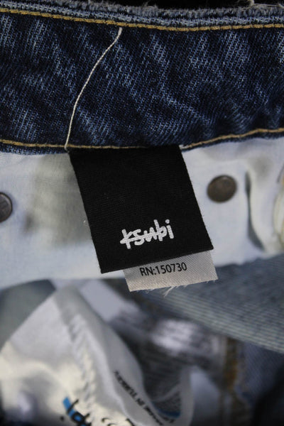 Ksubi Mens Straight Dark Blue High Rise Graphic Print Jeans Size 32