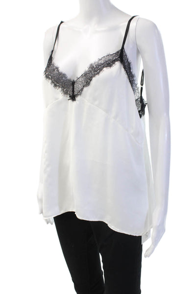 Zara Women White V Neck Spaghetti Strap Tank Top Polyester Size XL