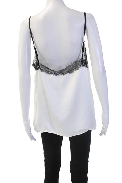 Zara Women White V Neck Spaghetti Strap Tank Top Polyester Size XL